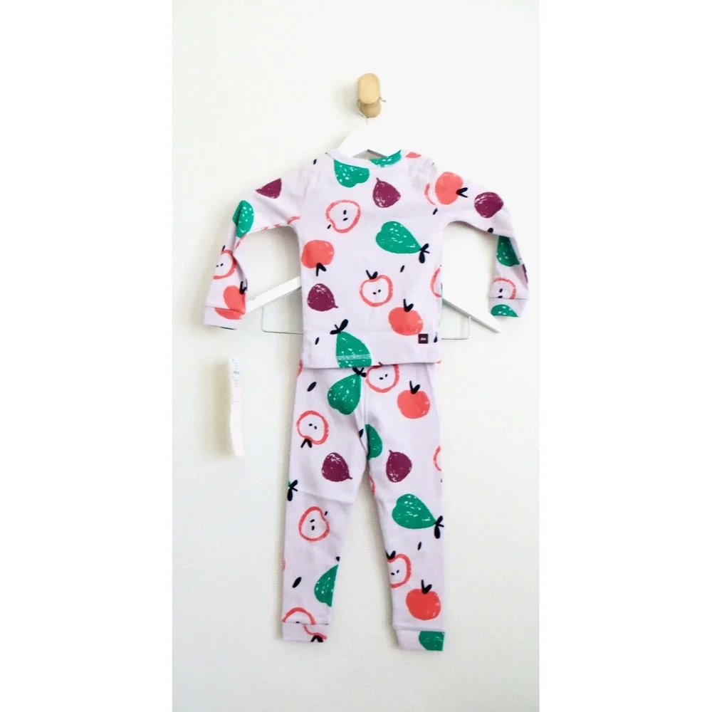 NEW! Tea Collection Good Night Pajama Set Fall Fruits Apples Pink SZ 2T